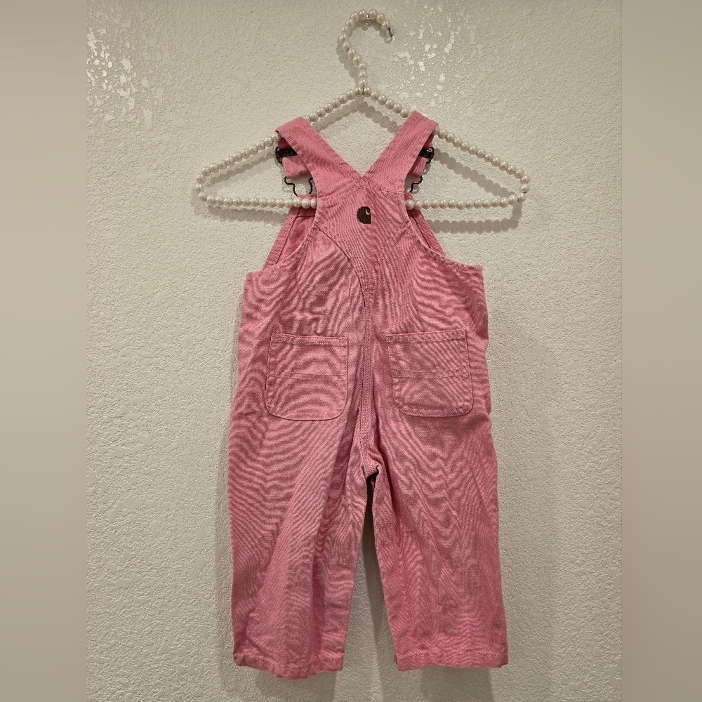 Carhartt Loose Fit Canvas Bib Overall Pink Lemonade 12M - Picture 2 of 3